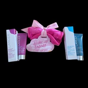 Lancer Skincare Set with small Pink Makeup Eraser